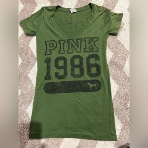 PINK Victoria's Secret Green Short Sleeve Tee
